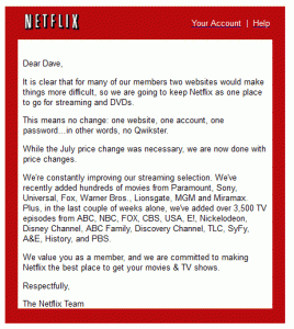 Netflix Reverses Course: Decides Against Poorly Considered Split-Up