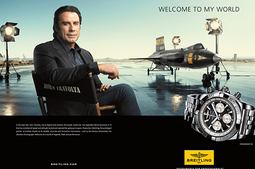 Welcome to my world John Travolta Breitling and random acts of branding UsefulArts.us